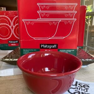 Pfaltzgraff Ruby Red Deep Soup Cereal Bowl Set of 4 NIB